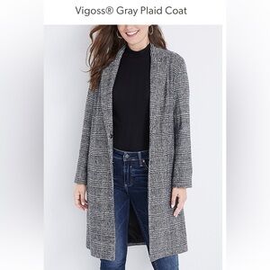 NWT Vigoss gray plaid knee length coat size Medium